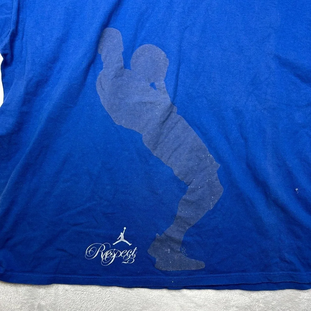 Vintage Jordan Respect 23 T-Shirt Men's Blue Graphic Short Sleeve‎ Y2K - 3XL